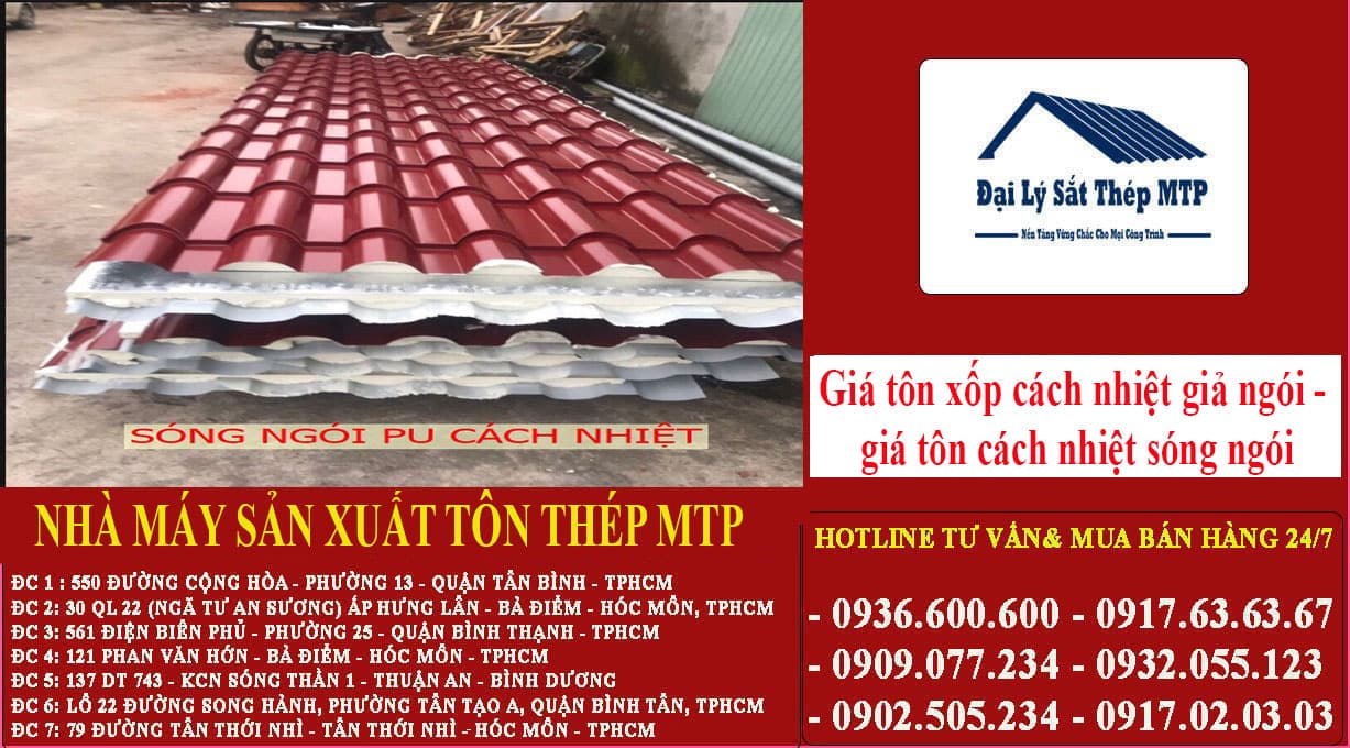 giá tôn xốp cách nhiệt giả ngói - giá tôn cách nhiệt sóng ngói