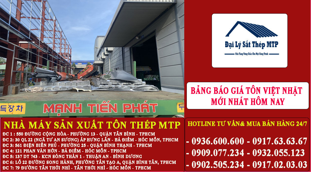 Bảng báo giá tôn Việt Nhật tại Đồng Tháp
