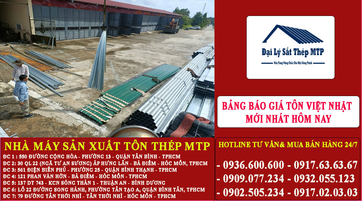 Bảng báo giá Tôn Việt Nhật tại Ninh Thuận