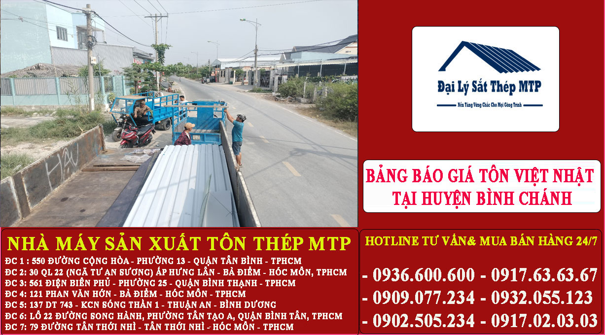 Bảng báo giá tôn Việt Nhật tại Huyện Bình Chánh