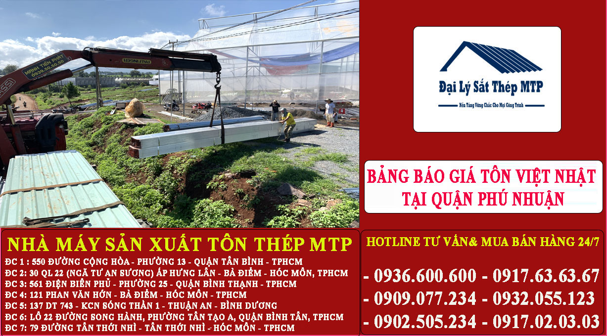Bảng báo giá tôn Việt Nhật tại Quận Phú Nhuận