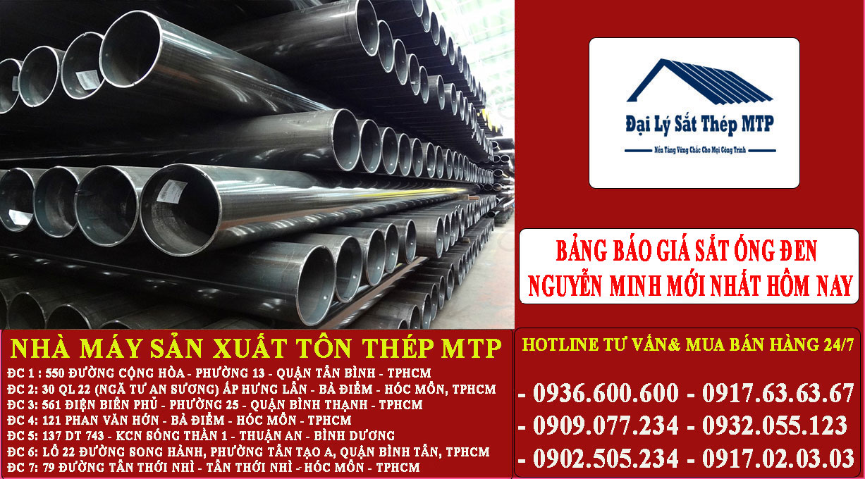 Bảng báo giá sắt ống đen Nguyễn Minh