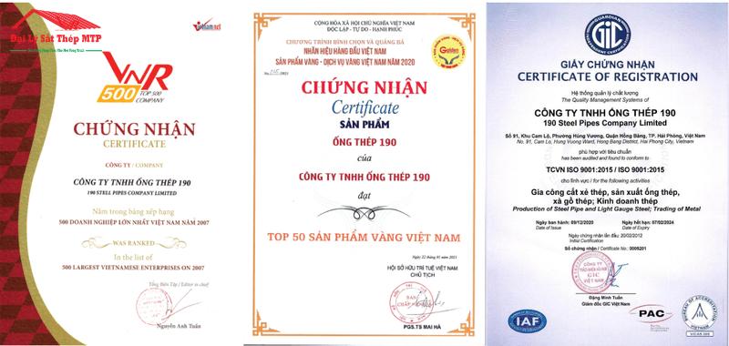 Giải thưởng của nhà máy ống thép 190