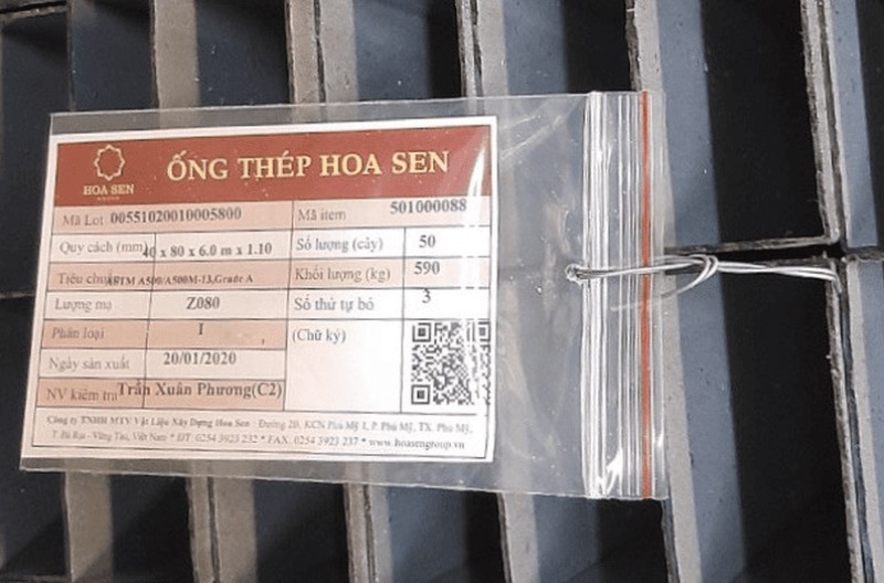 Nhãn mác thép hộp Hoa Sen